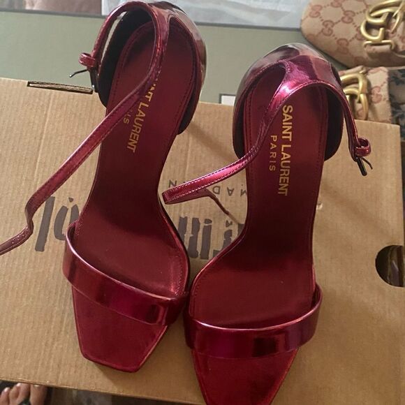 [Saint Laurent] red metallic heels BNWT #7 - Picture 1 of 7